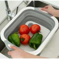 Compression Collapsible Portable Silicone Plastic Washing Bowl for Washing Food